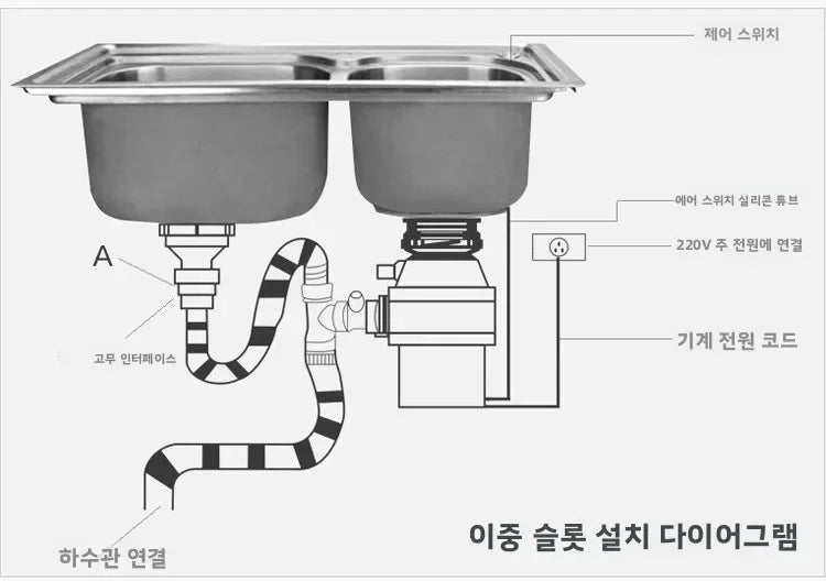 220v Food Waste Disposer Sink Garbage Grinder Waste