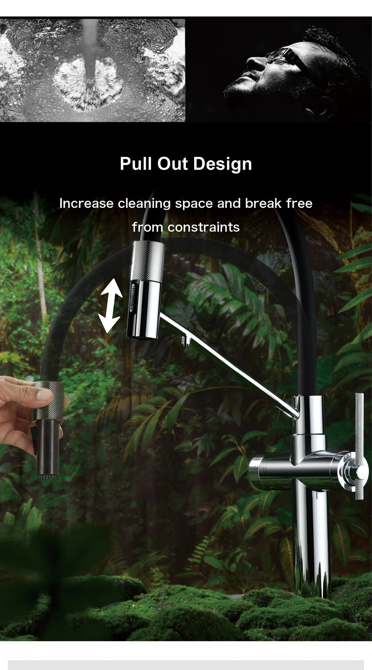 Aitana Brushed Rose Gold Pull-Out Faucet Luxury Drinking