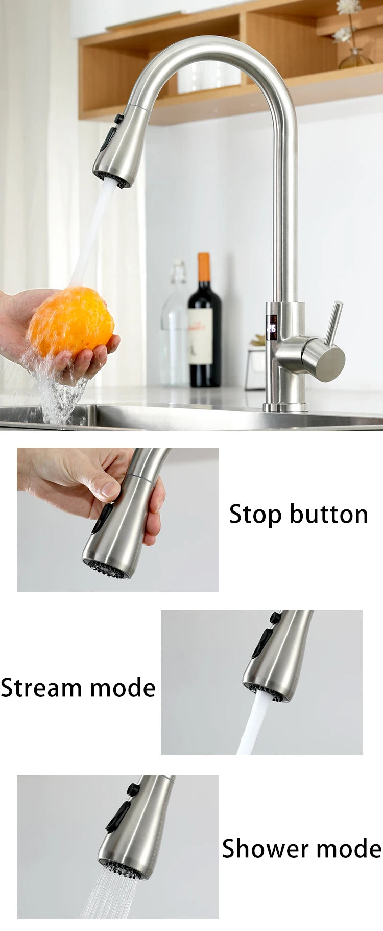 Smart Digital Touch On Faucets Stainless Steel Cold