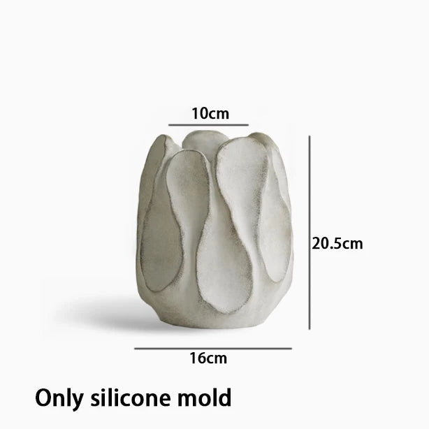 Organic Irregular Cement Vase Silicone Mold Geometric Concrete