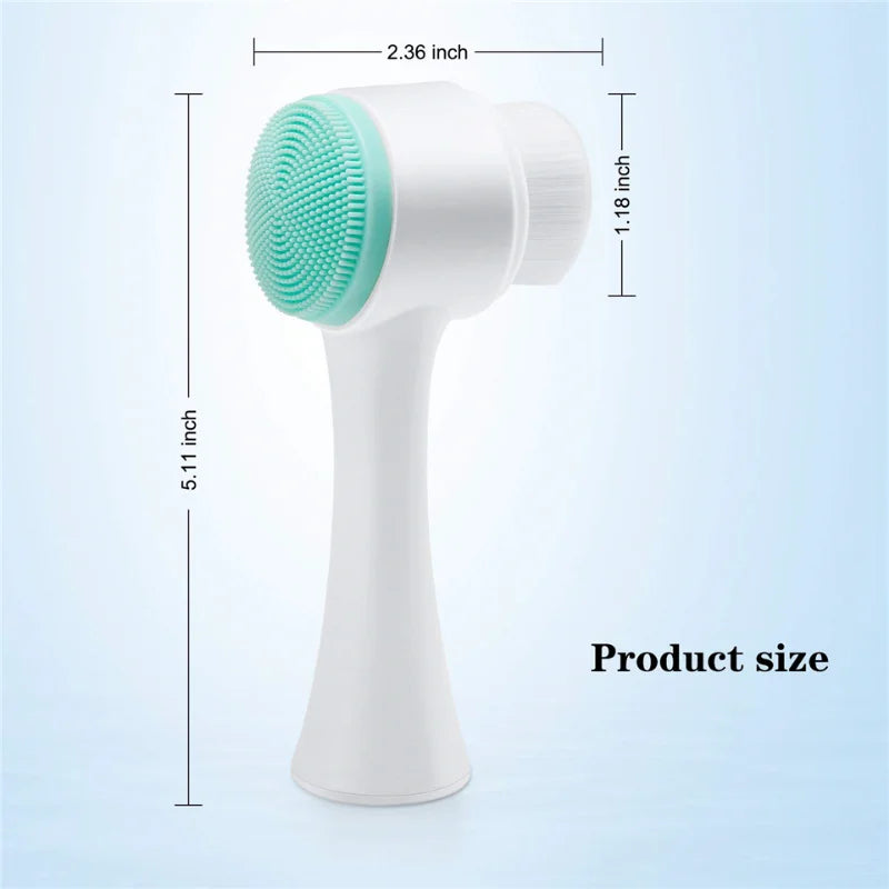 3d Double Silicone Facial Cleansing Brush Massage Facial