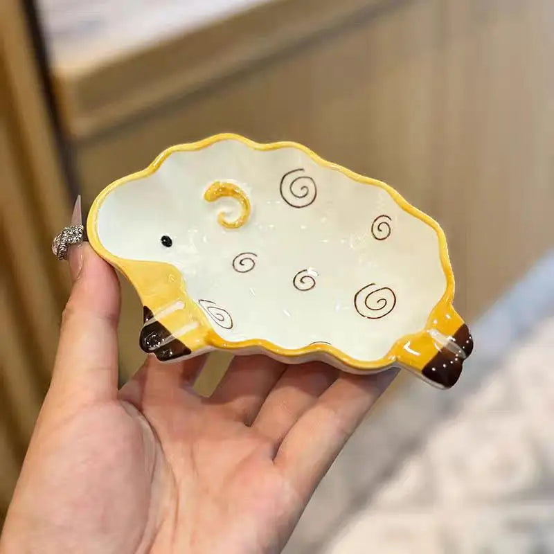 1pcs Cute Alpaca Shaped Ceramic Dipping Sauce Dish