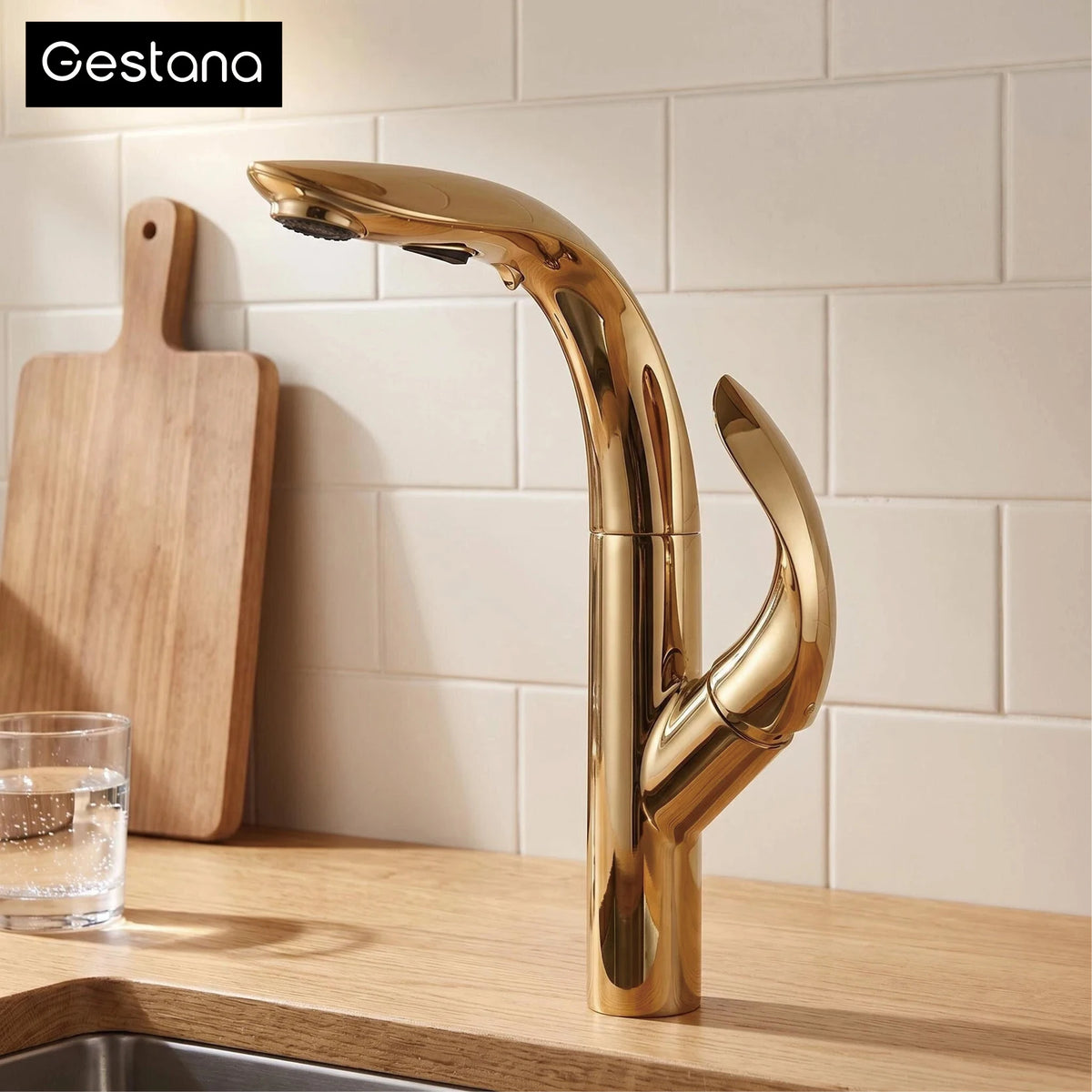 Luxury Brass Gold Touch Switch Faucet Pull-Out Design