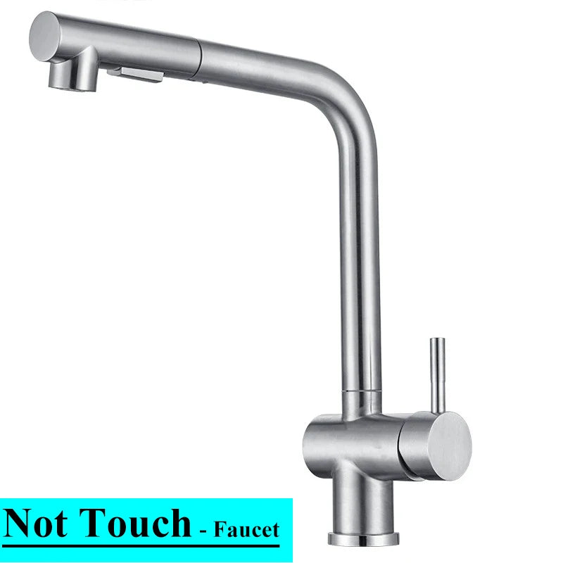 White Touch Sink Faucets Cold Pull Out Sink