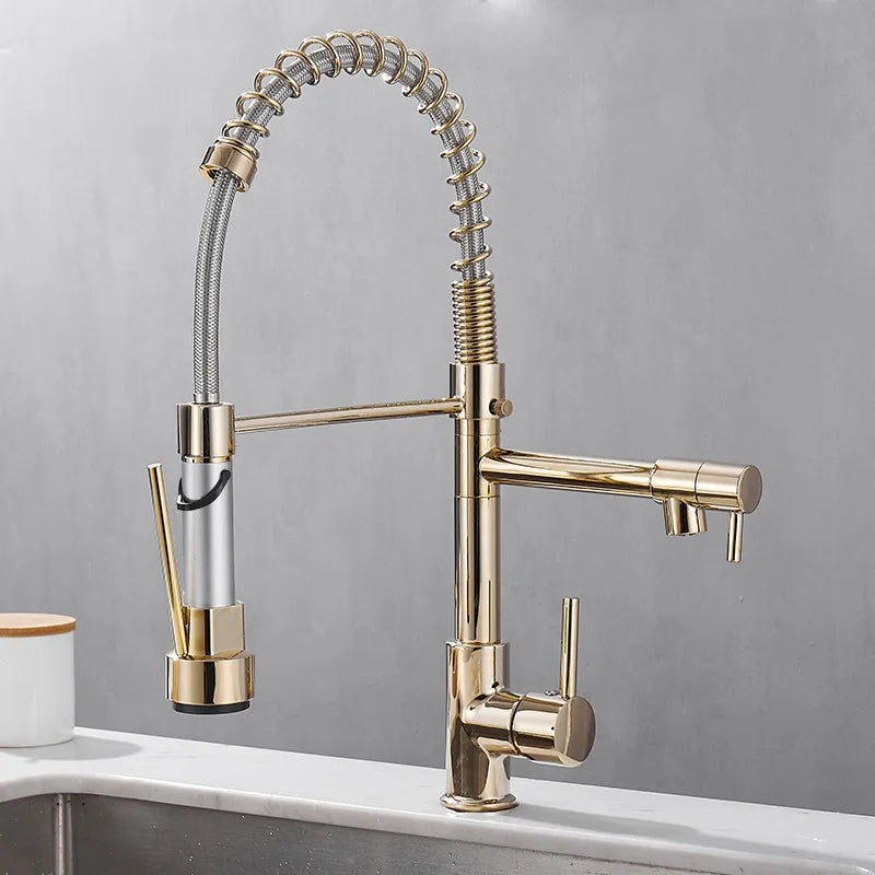 Gold Stainless Steel Faucet Cold Water Mixers Hole