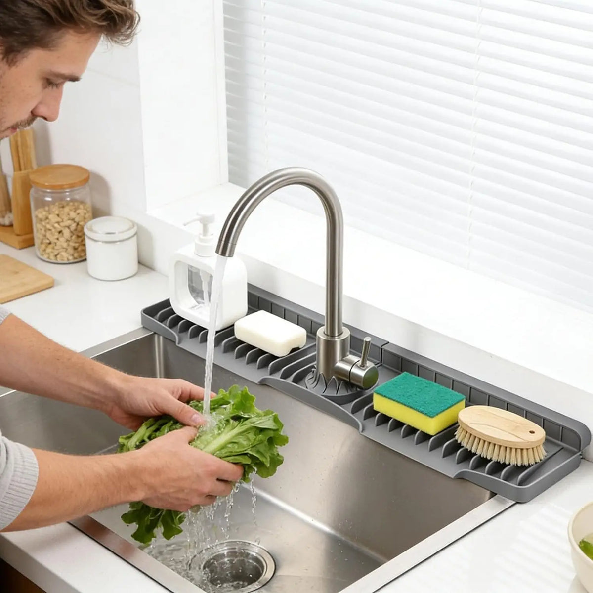 Silicone Faucet Water Drying Mat Sink Bathroom Counter
