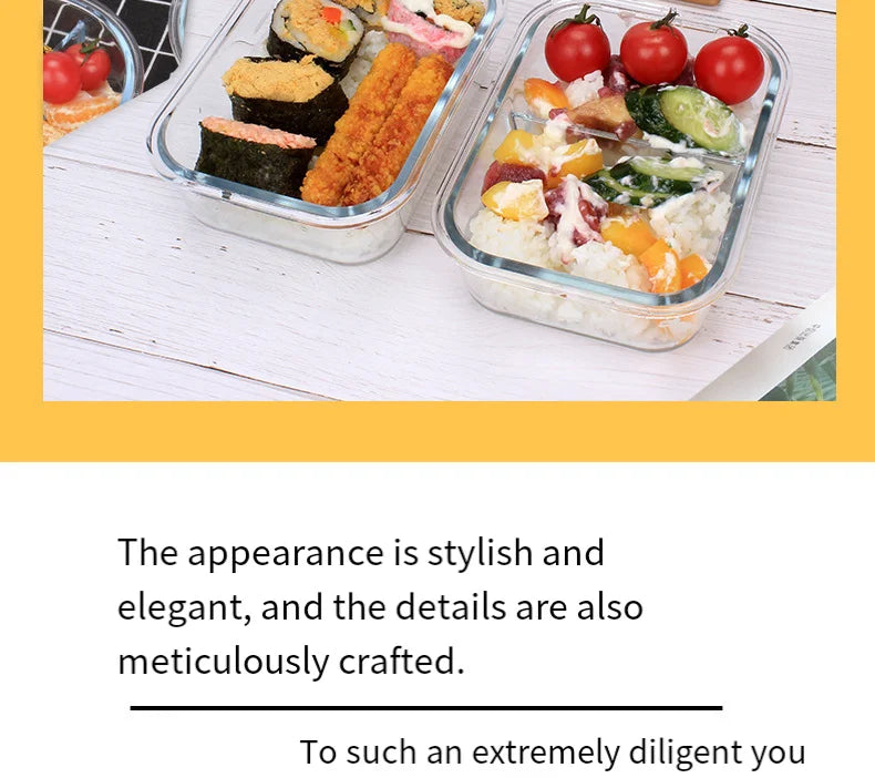 Transparent Glass Food Storage Container Heat Resistant Microwave