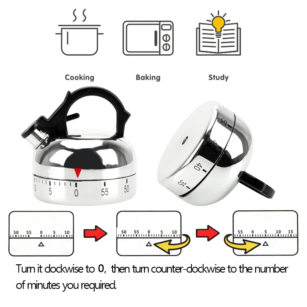 60 Minutes Timer Kettle Shape Mechanical Timer Countdown