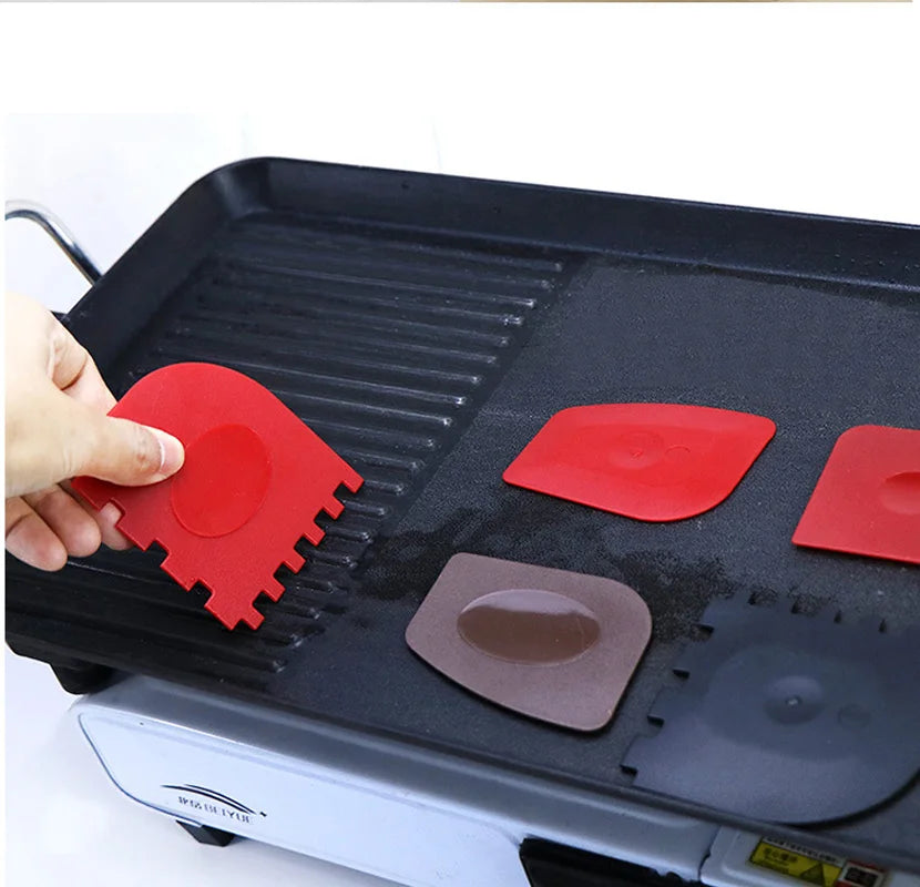 3pcs Grill Pan Scraper Frying Pan Stripe Cast