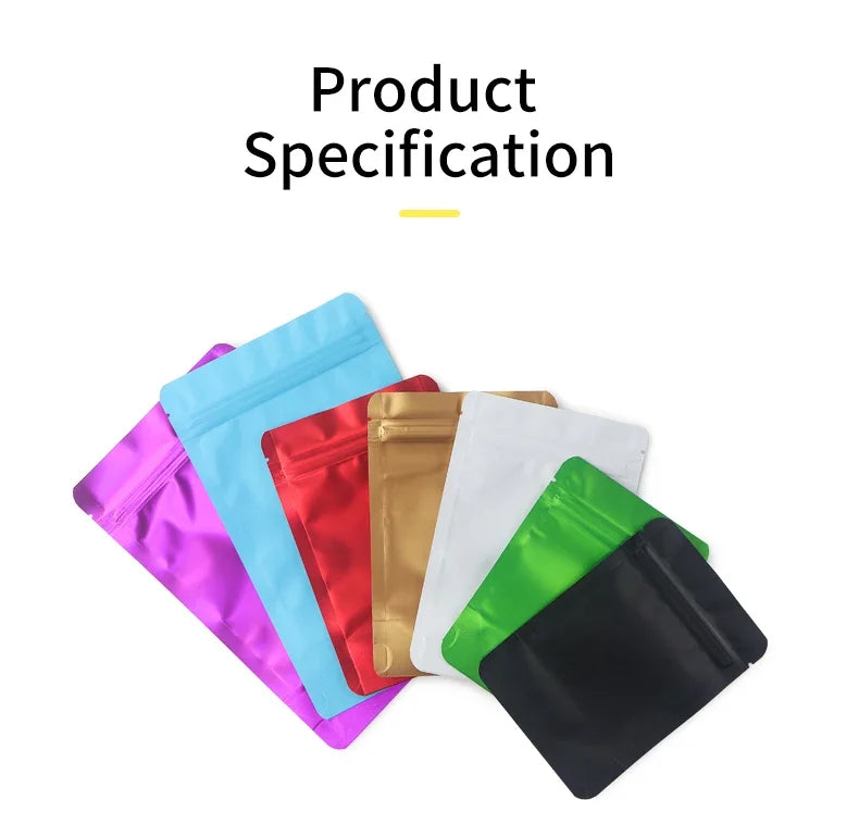100pcs Durable Moisture Proof Zipper Seal Mylar Bags