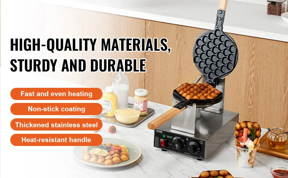 Homewise Commercial Egg Bubble Waffle Maker 1400w Non-Stick