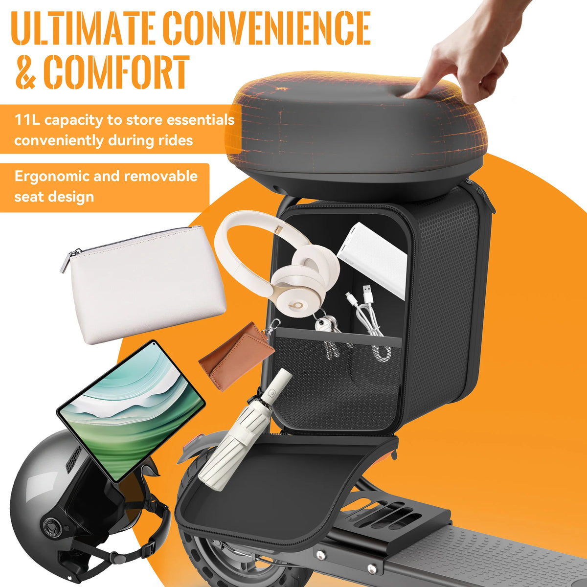 Dual Brake Electric Scooter Seat Storage Bag 350w