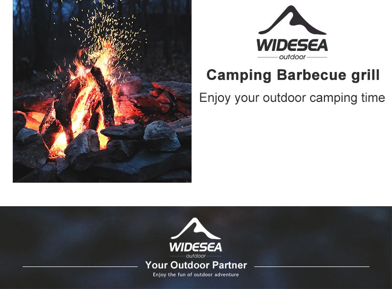Widesea Titanium Charcoal Bbq Grill Net Folding Legs