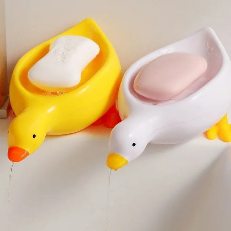 Plastic Soap Dish Self-Draining Soap Holder Cute Duck