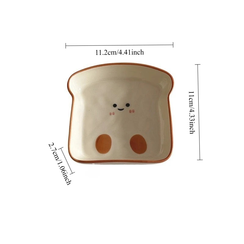 Cute Toast Bread Shaped Ceramic Dishes Seasoning Dish