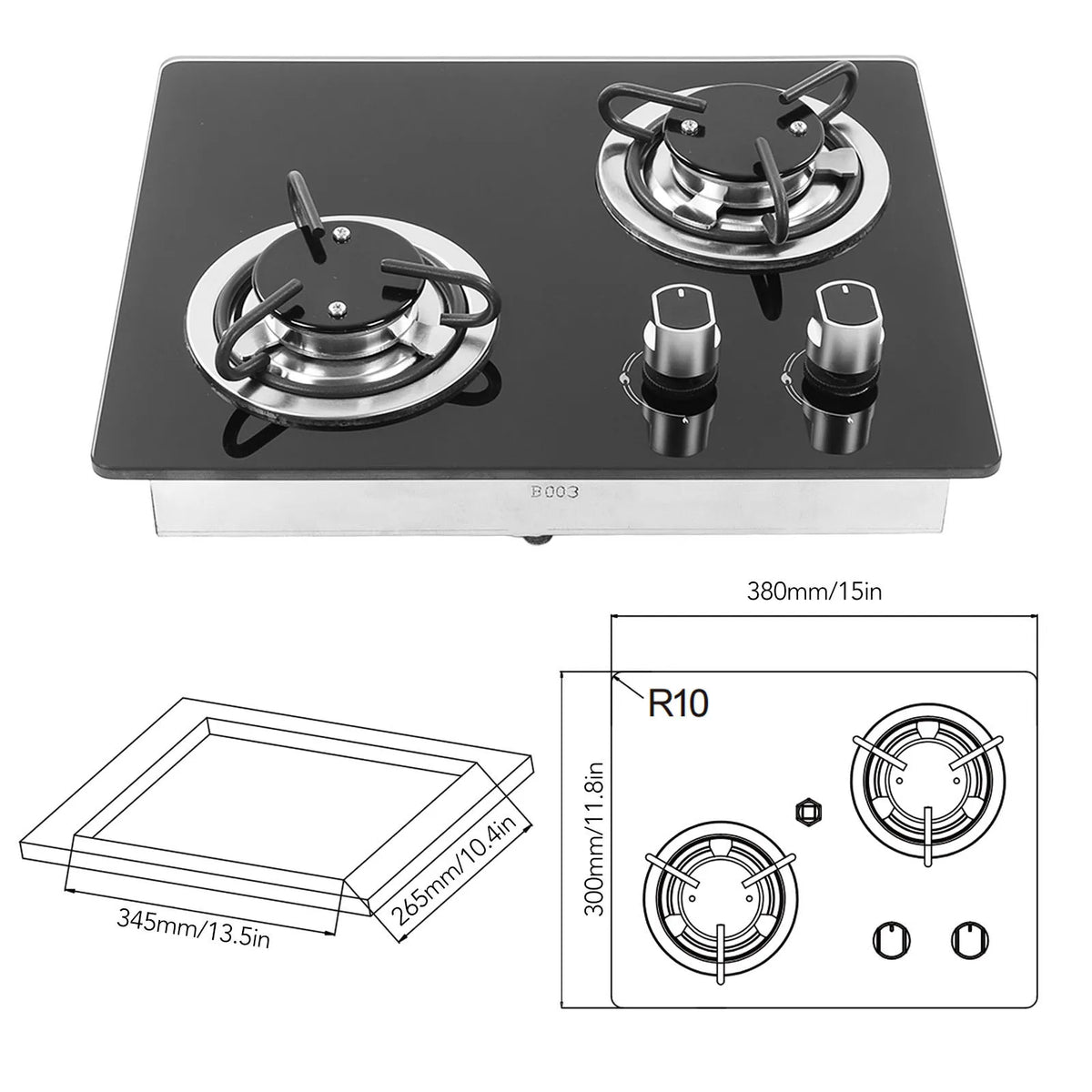 Rv Gas Stove Burners 8kw Power Tempered Glass