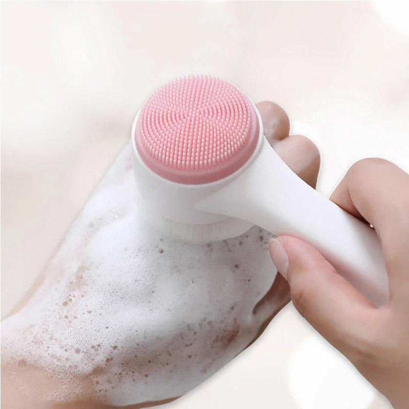 3d Double Silicone Facial Cleansing Brush Massage Facial