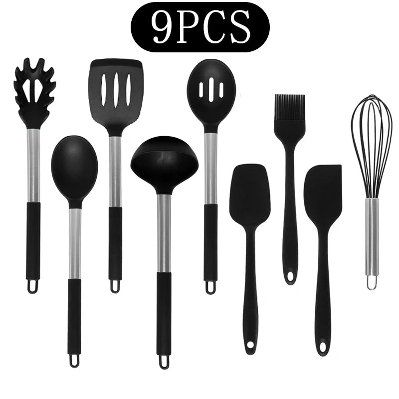 Black Non-Stick Silicone Kitchenware Cooking Utensils Cookware