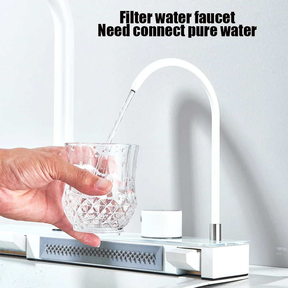 Stainless Steel Waterfall Sink Large Slot Integrated Digital