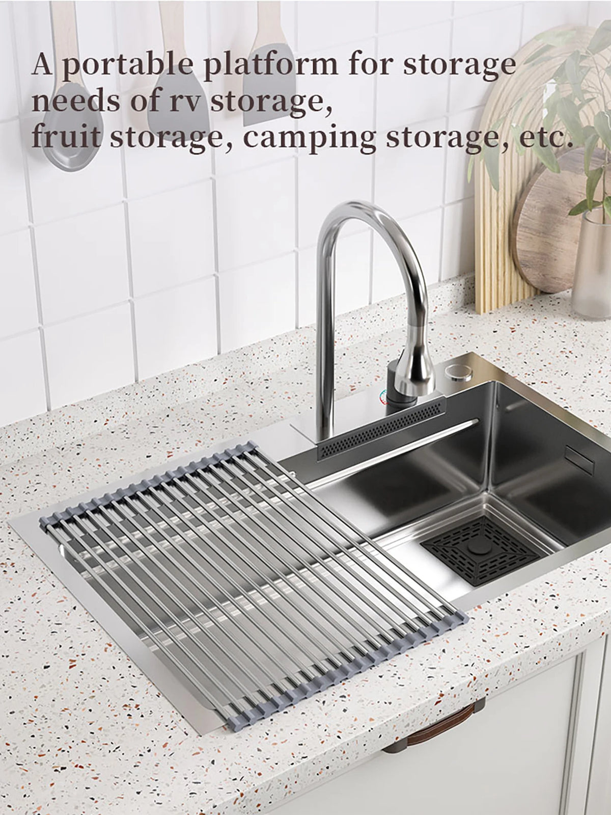 Roll Up Dish Drying Rack Over Sink Stainless
