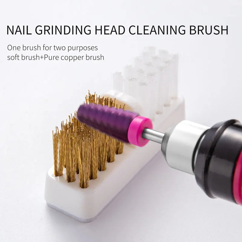 Electric Nail Drill Bits Cleaning Brush Dustproof Box