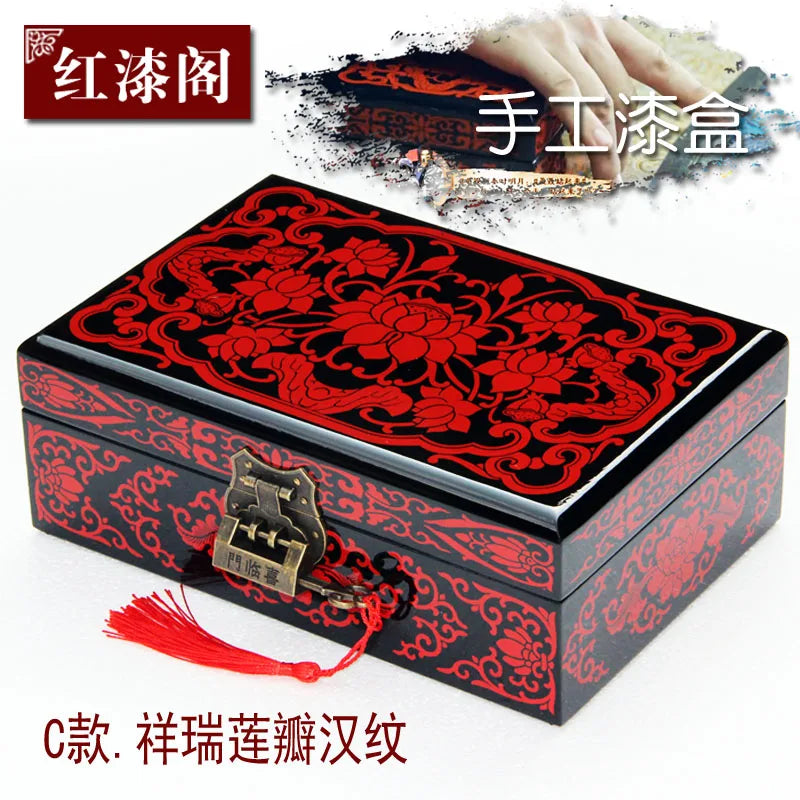 Chinese Style Wooden Lacquer Box Pu Er Tea