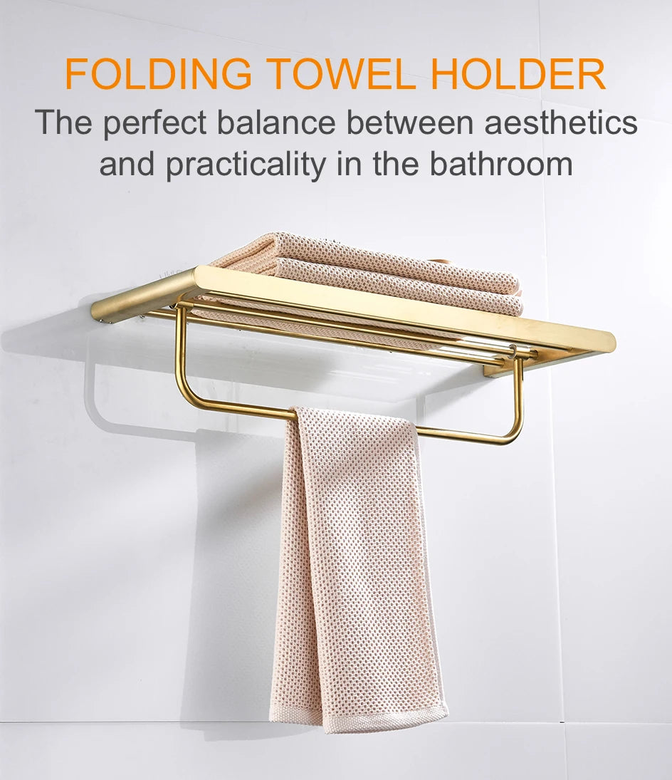 Vgx Gold Bathroom Towel Holder Stainless Steel Towel