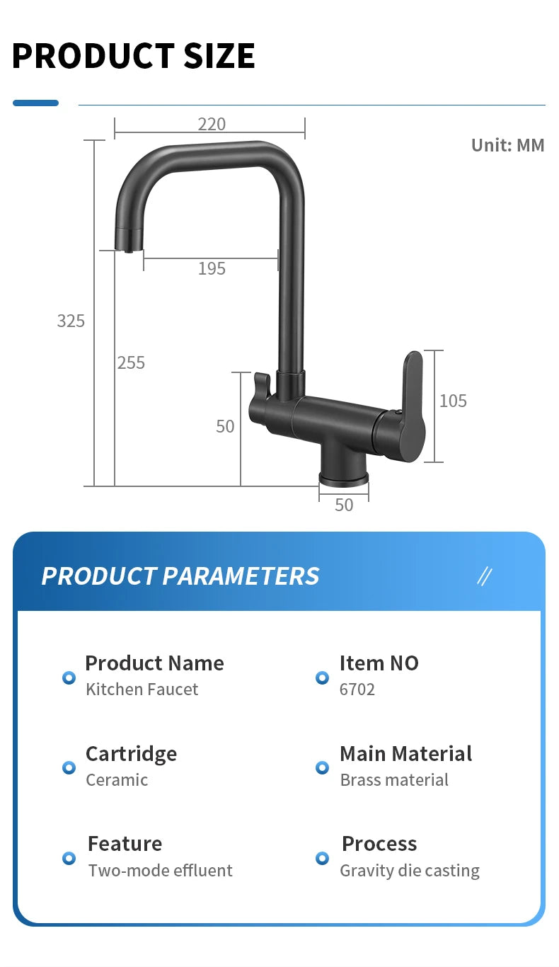 Grey Color Faucets Folded Waterfilter Taps Mixer Drinking