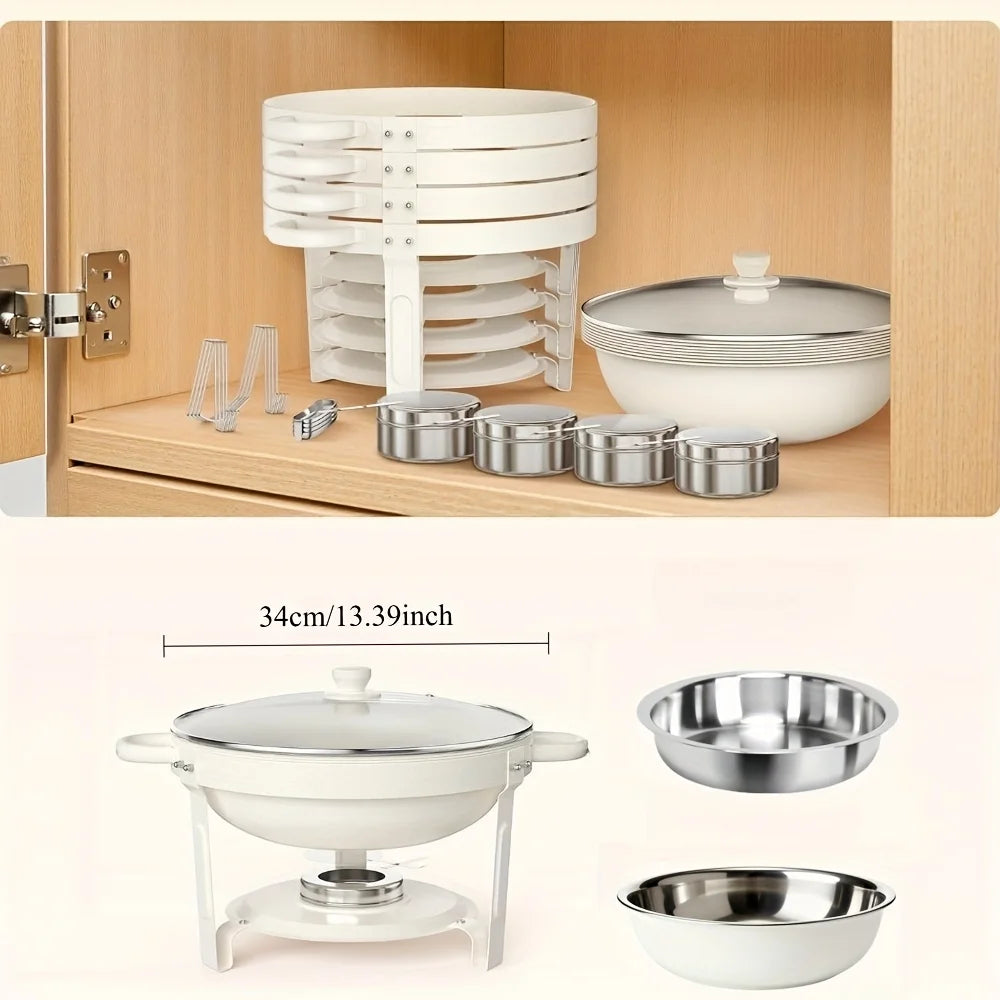 White Chafing Dishes Buffet Glass Lid 5qt 1-2-4pack