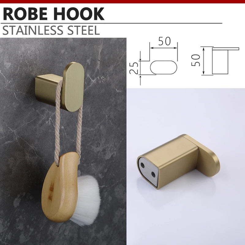 Brushed Gold Towel Ring Holder Bar Rack Brush/Paper