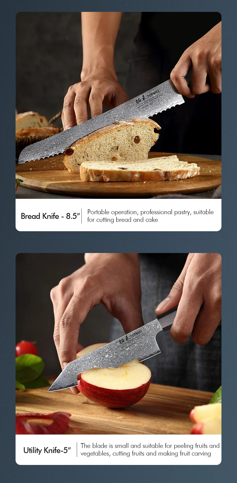 Turwho Hand Forged Japanese Chef Knife Damascus Steel