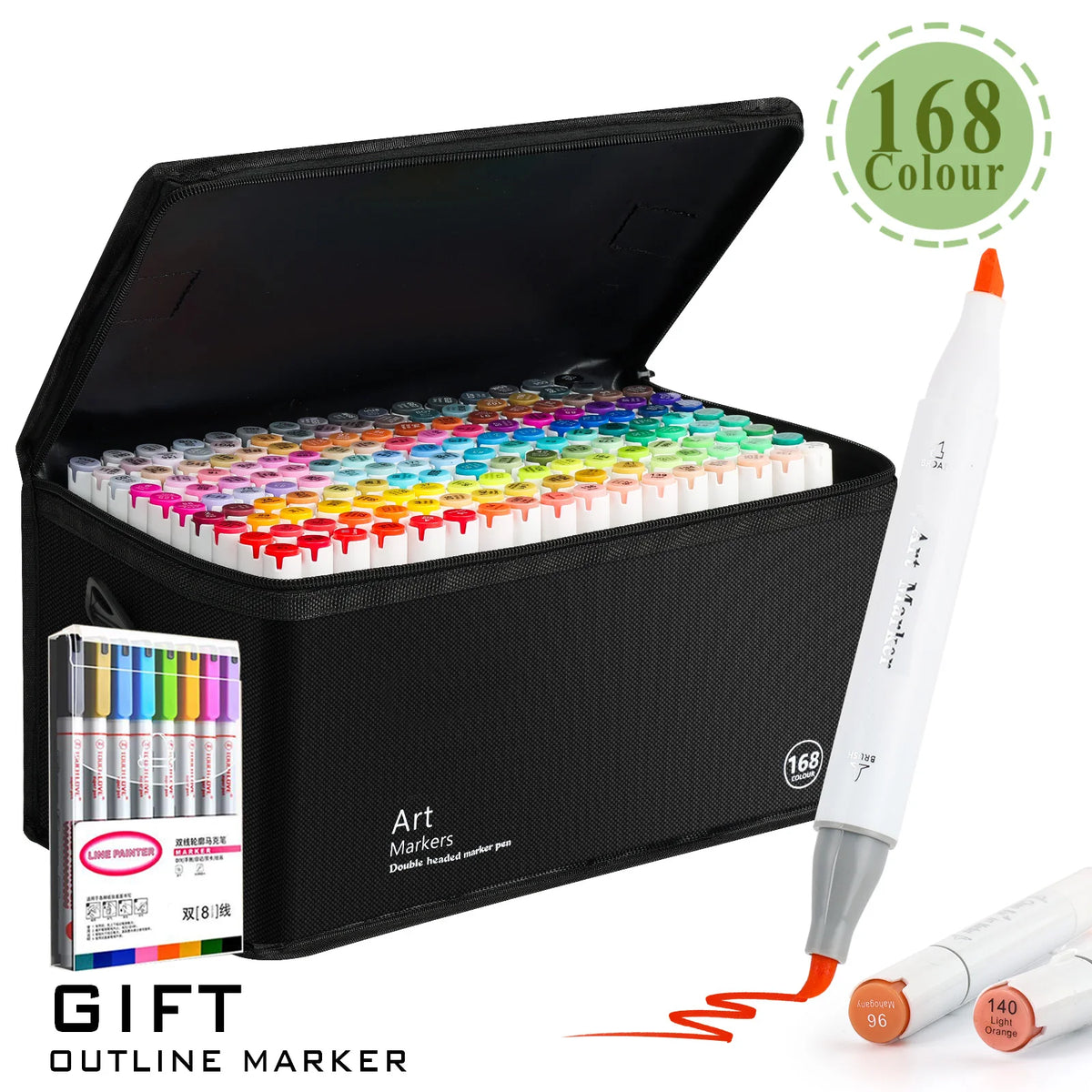 48/60/80/120 Colors Dual Tip Brush&Chisel Permanent Art Marker