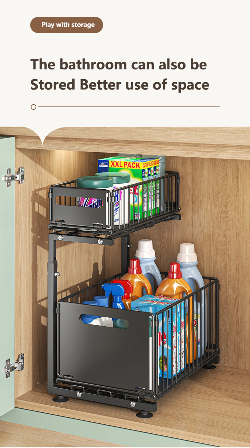 Tier Pull Out Cabinet Organizer Adjustable Storage Rack