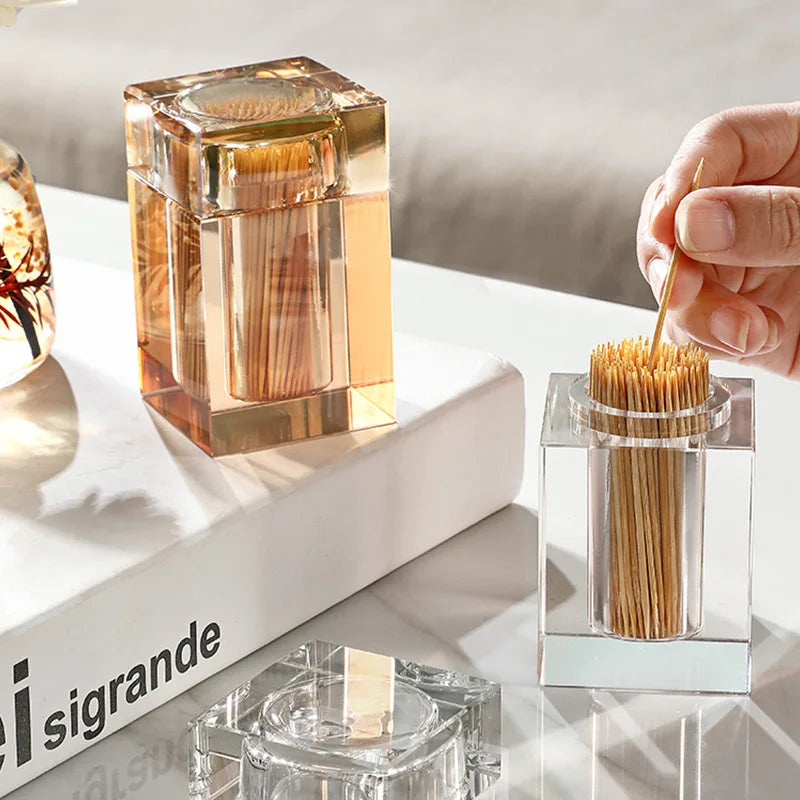 Luxury Crystal Glass Toothpick Box Barrel Dining Table