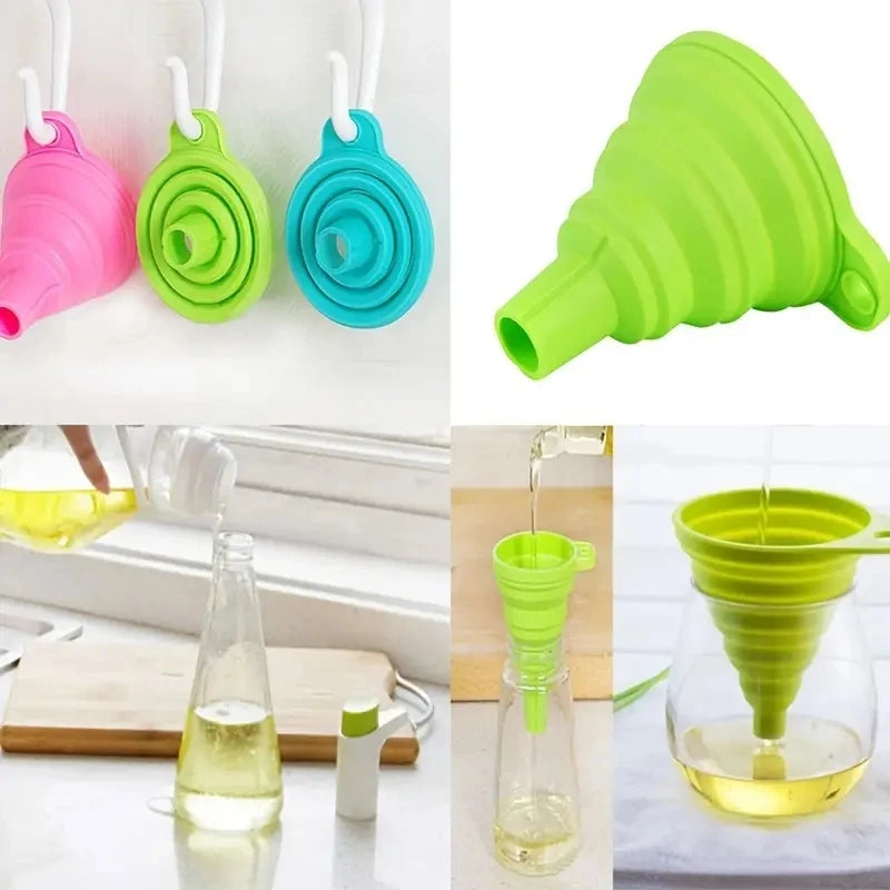 1pc/3pcs Silicone Collapsible Funnel Foldable Funnels Water