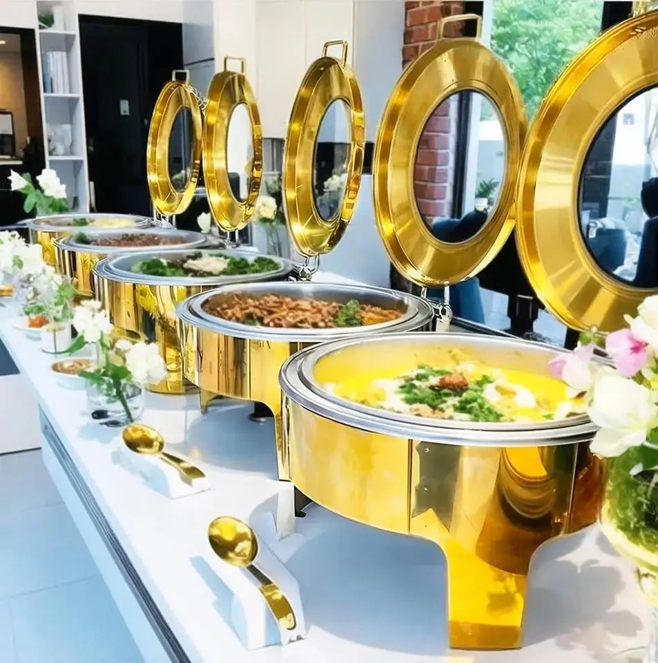 Gold 6l Stainless Steel Round Big Glass Window