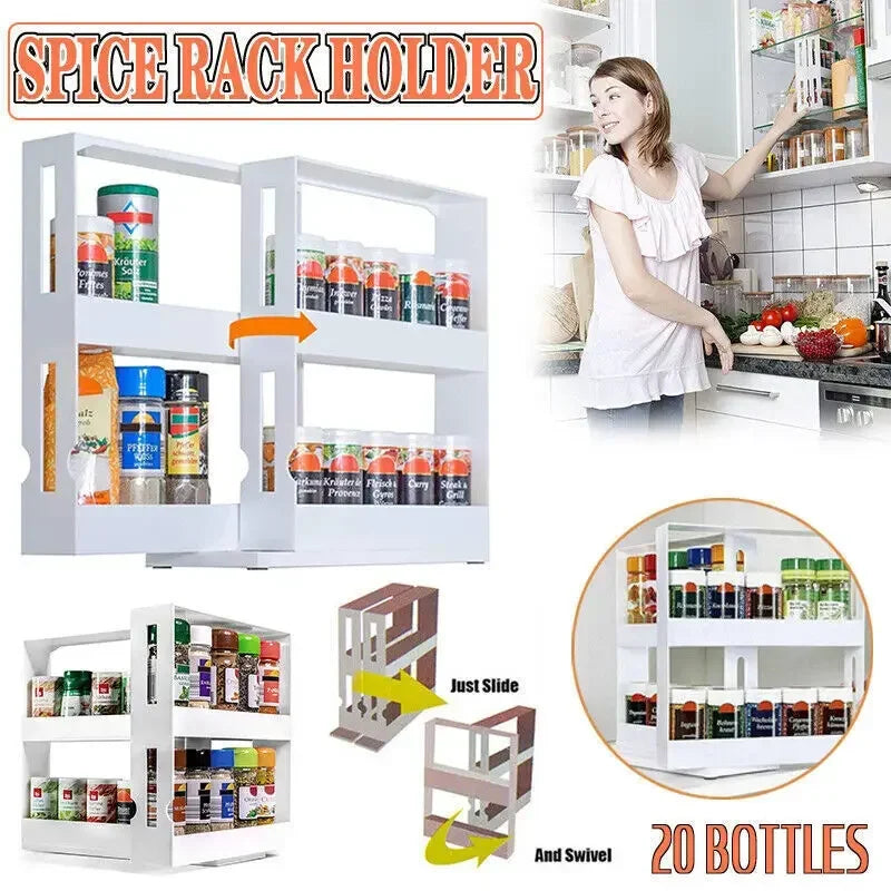 Spice Organizer Rack Multi-Function Tier Rotating Storage Shelf