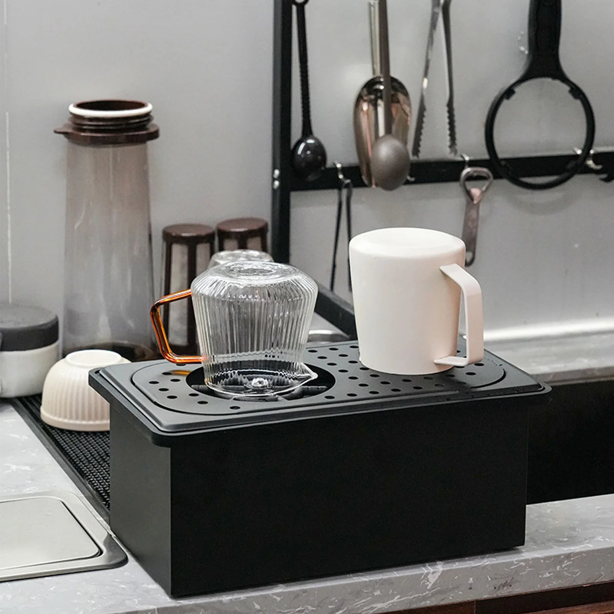 Pitcher Rinser Stainless Steel Opening Sink Automatic Glass