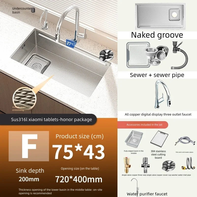 316l Stainless Steels Sink Dish Wash Sink Left