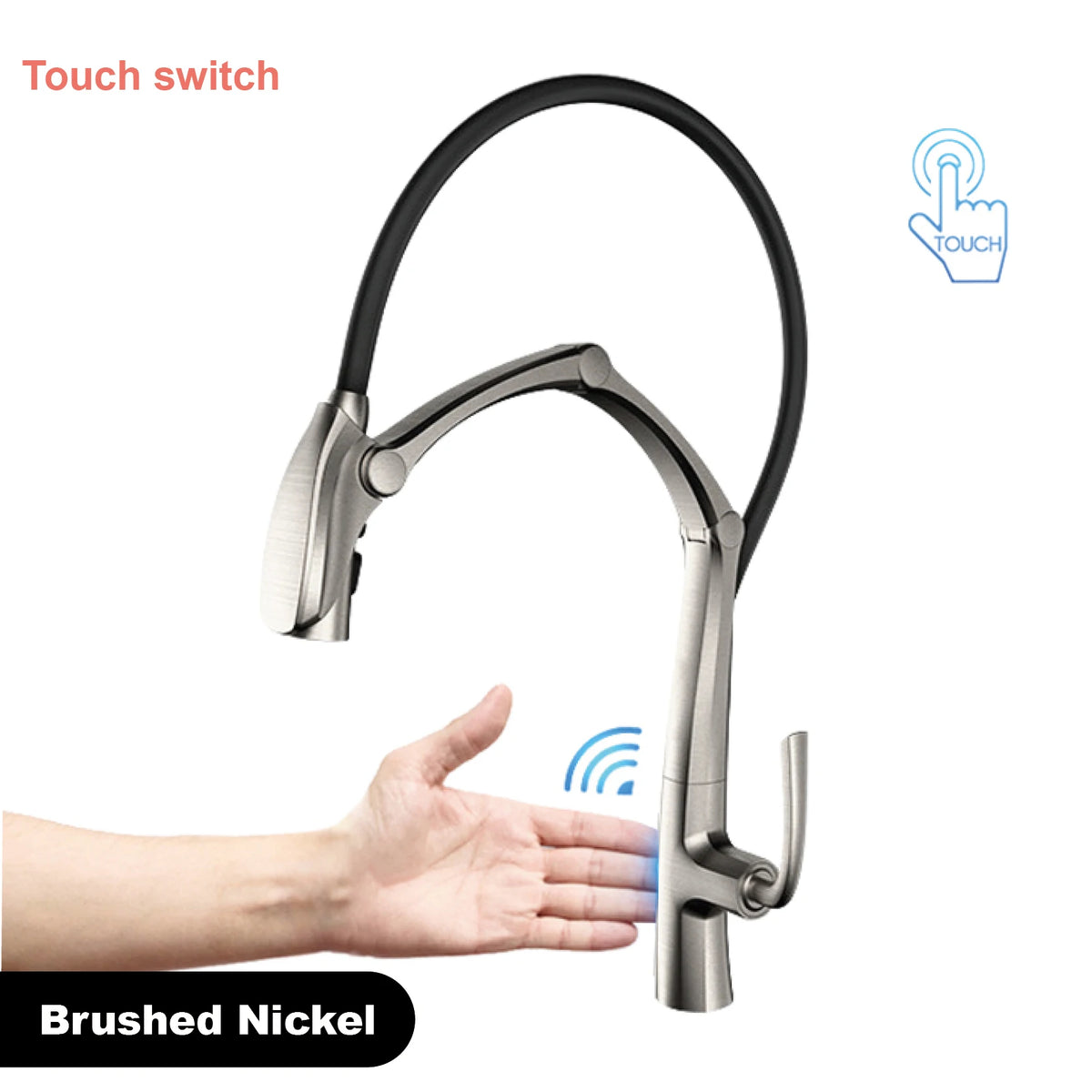 Luxury Gunmetal Brass Faucet Led Display Sensor&Pull-Out