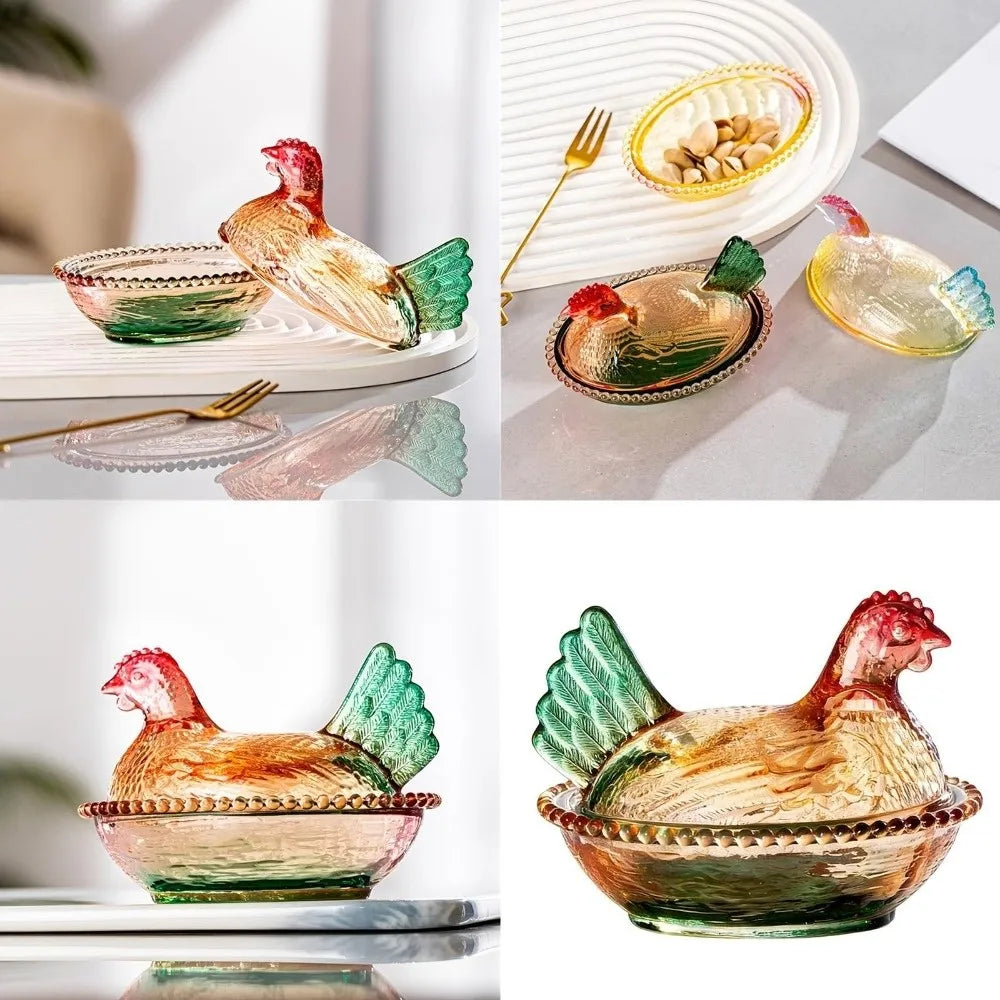 Chicken Shaped Dish Hen On Nest Acrylic Dish