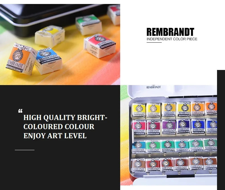 Rembrandt Artist Solid Watercolor Paint 48/36/24/12 Color Half