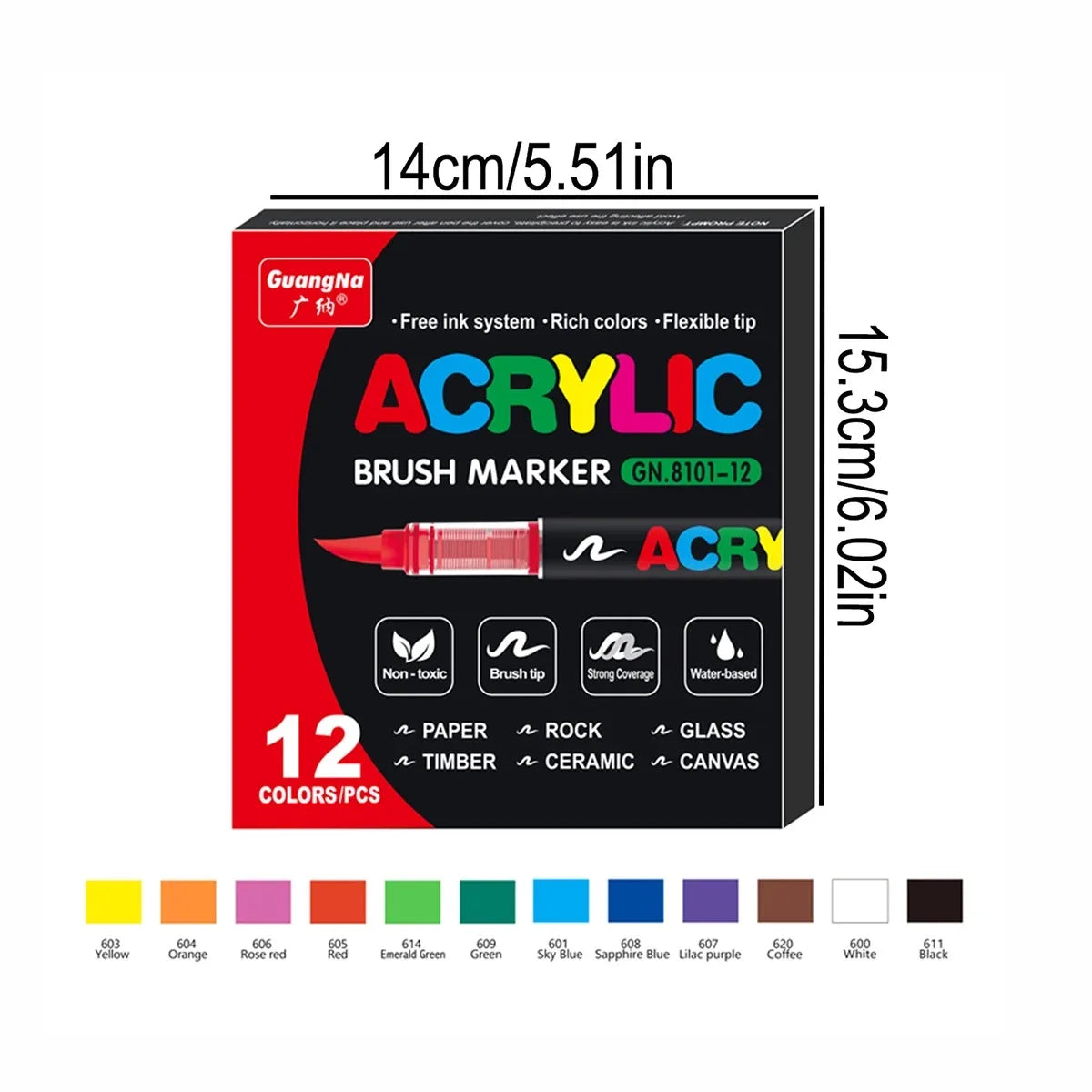 12-240 Colors Acrylic Paint Markers Brush Tip Direct-Liquid