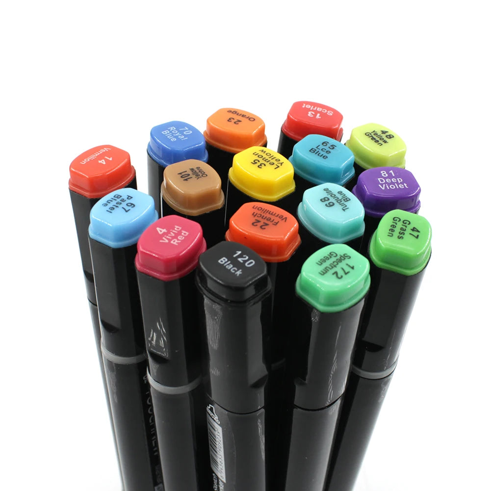 Alcohol Marker Pens - 36/60/80/168 Colors Soft Brush
