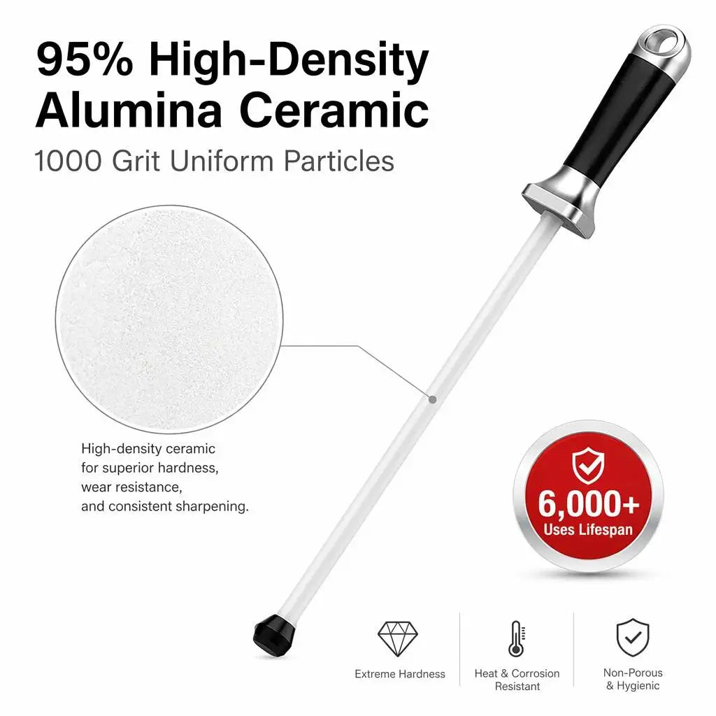 12 Inch Professional Ceramic Stick Rod Butcher Knife