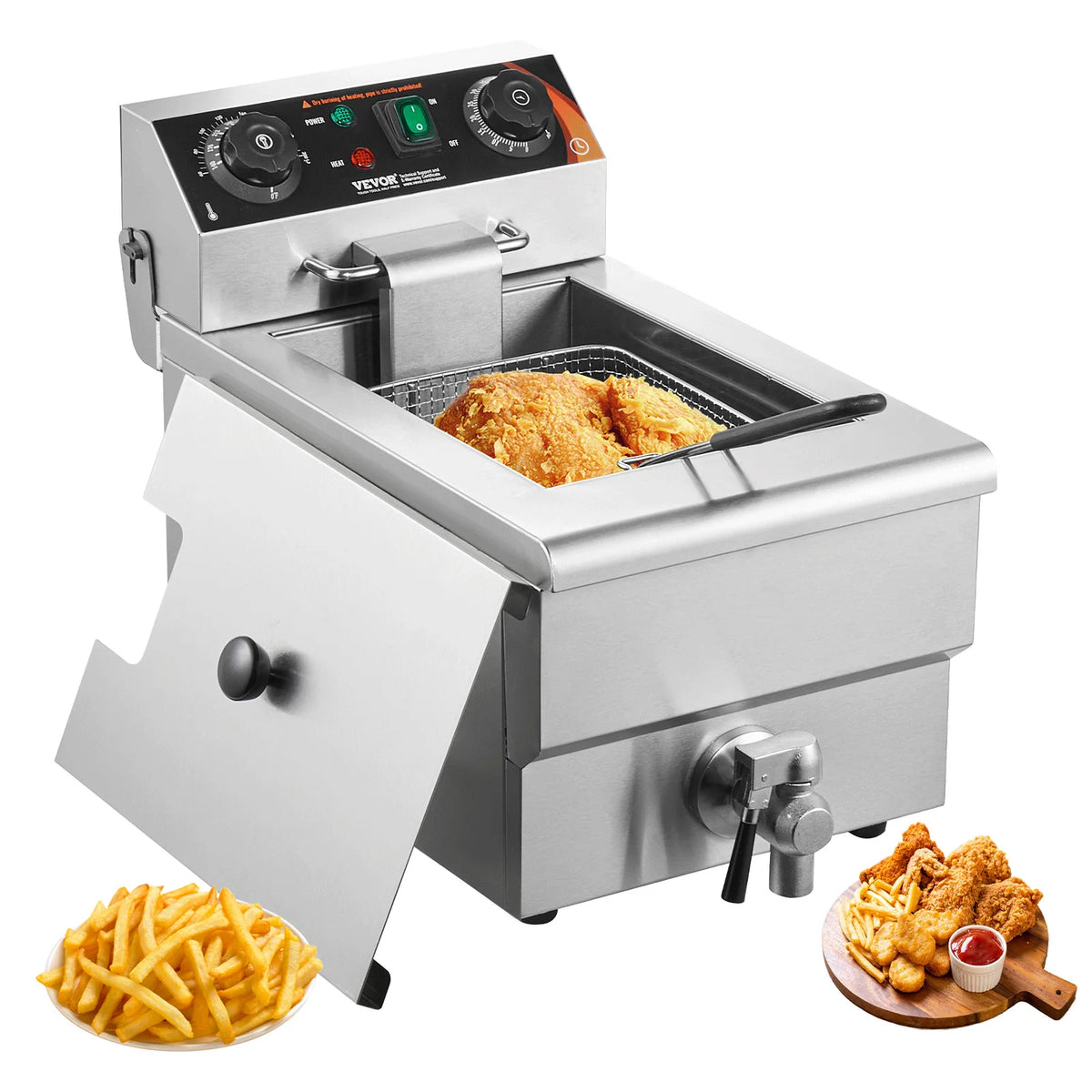 Succebuy Commercial Deep Fryer Electric Countertop Fryer Basket