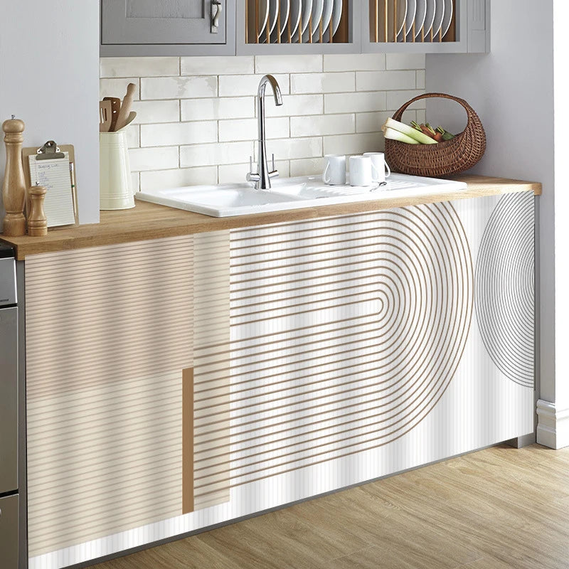 Vikama Minimalist Geometric Velcro Curtain Sink Cabinet Storage