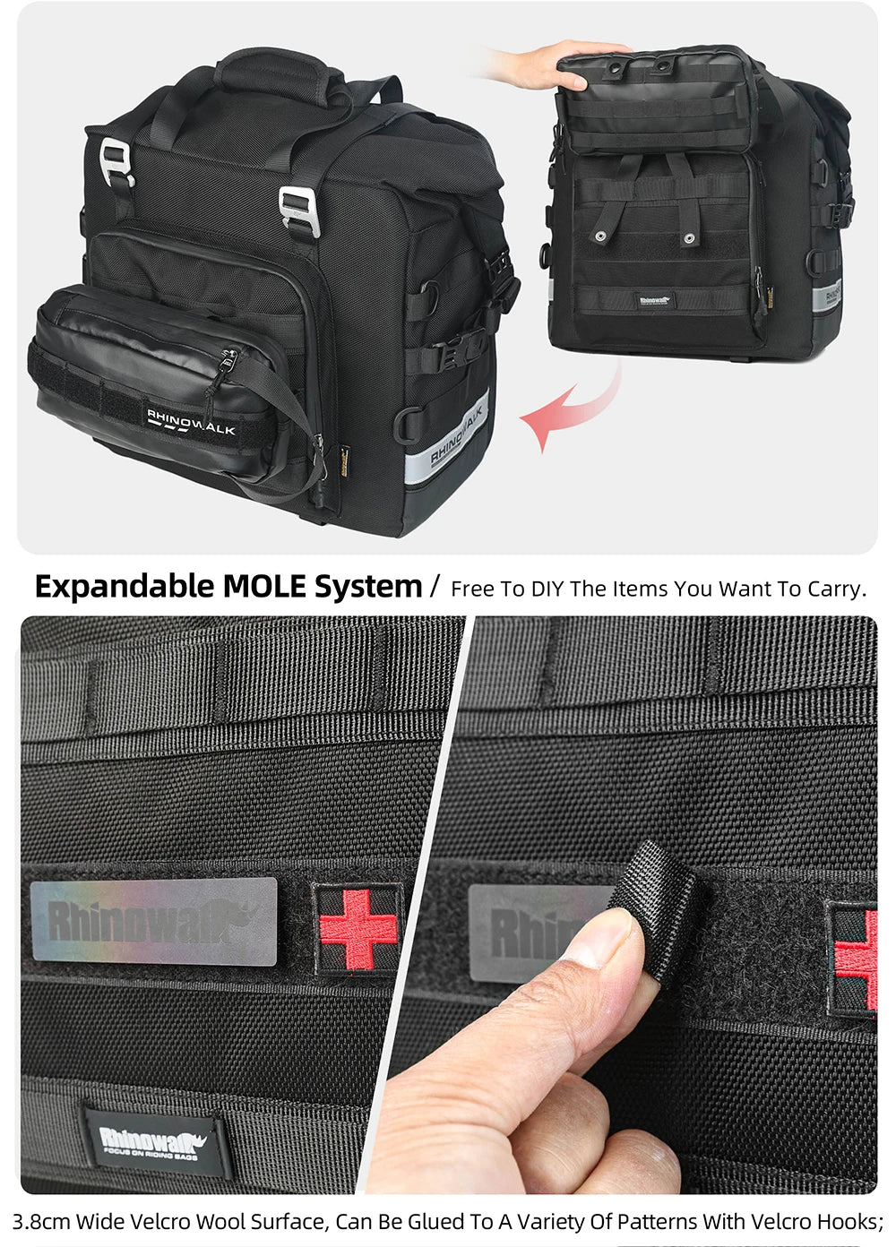 Rhinowalk 2pcs Motorcycle Saddle Bag Motor Bag 3d