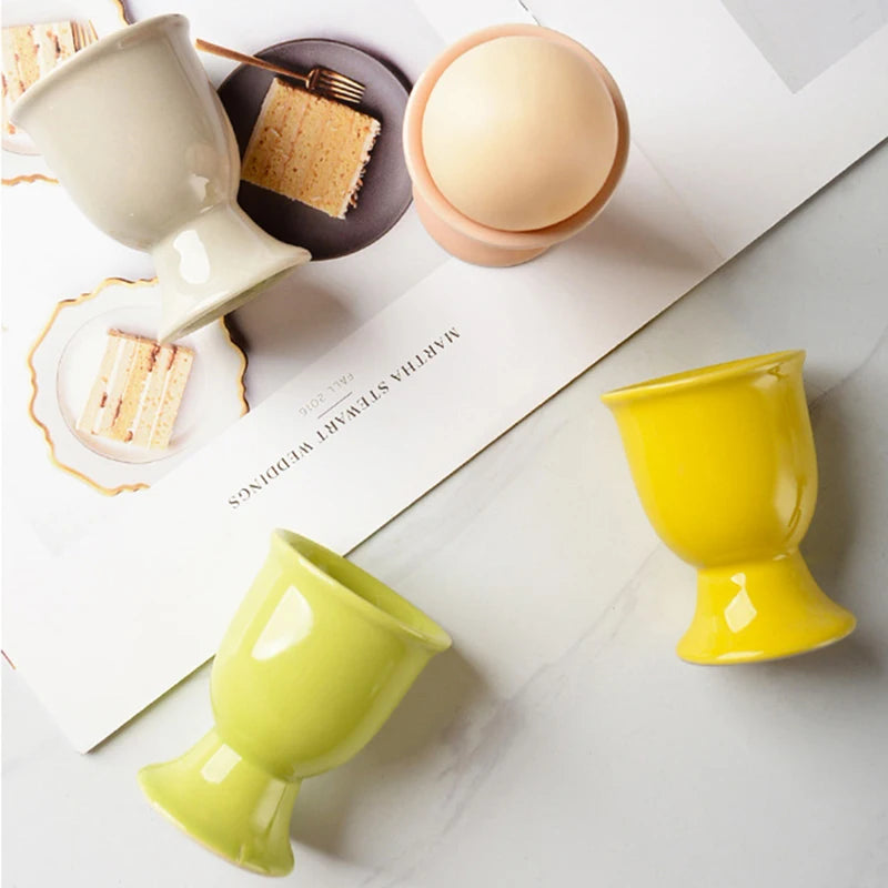 Ceramic Egg Cup Holders Macaron Color Creative Serving