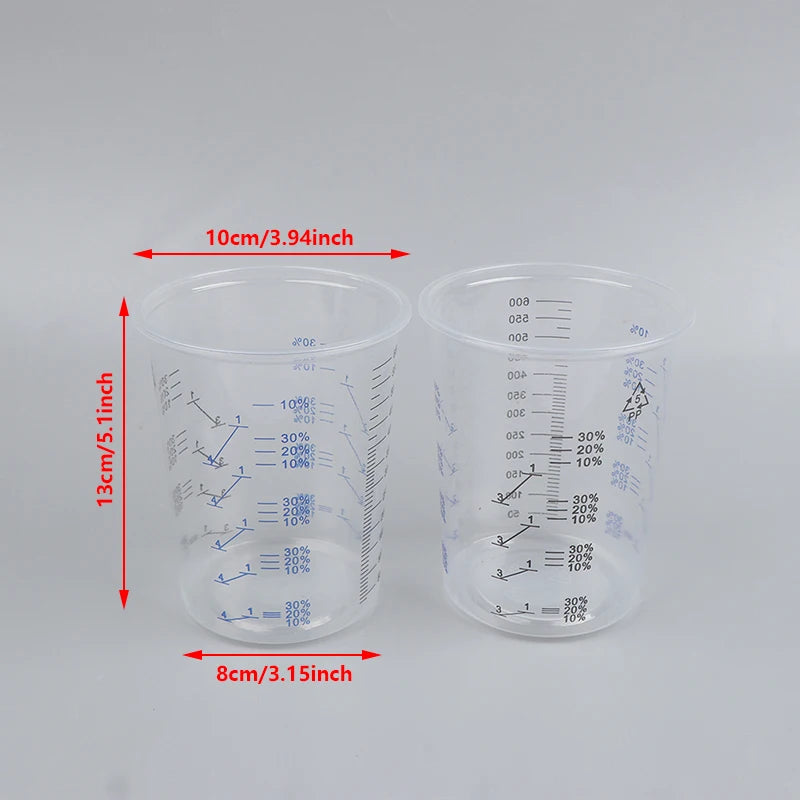 10/50pcs 600ml Disposable Paint Mixing Calibrated Cup Transparent